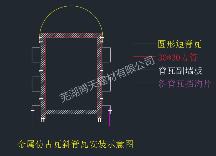 　仿古纵横联盟斜脊瓦安装